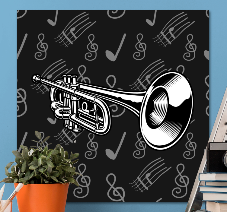 Quadro musicale tromba in ottone musicale - TenStickers