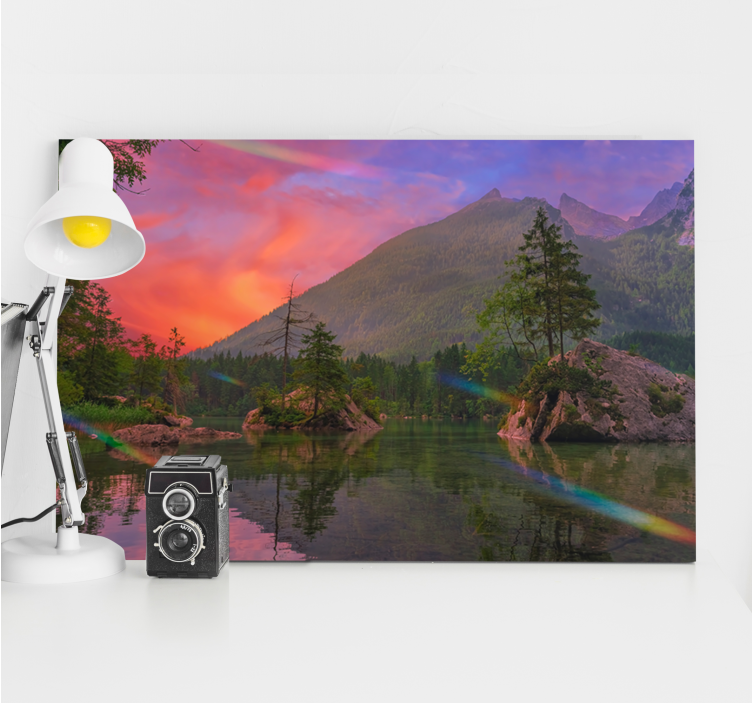 Quadro paesaggio riflessione di montagna serenità - TenStickers