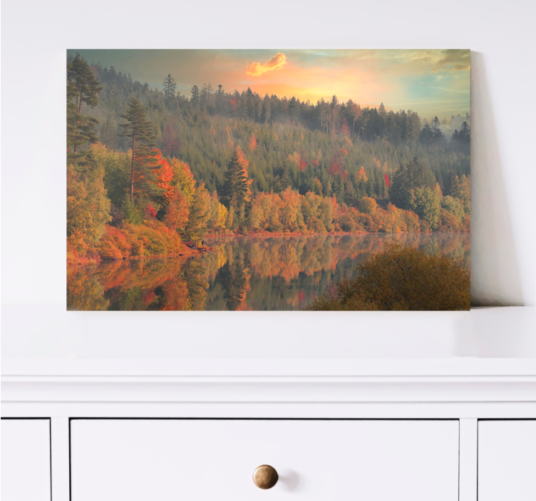 Quadro paesaggio riflessioni d'autunno - TenStickers