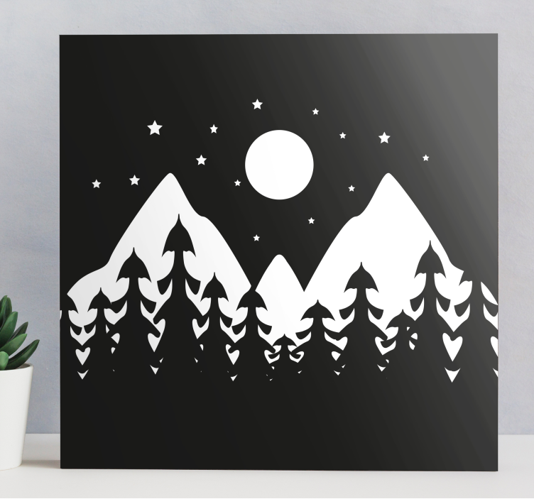 Quadro paesaggio scena di foresta montana - TenStickers