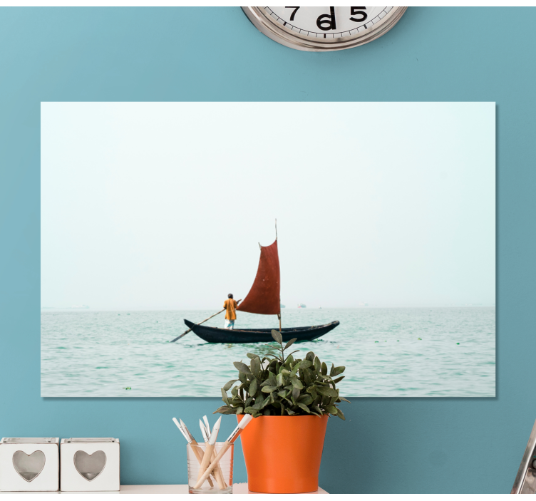Quadro paesaggio vela rossa in navigazione - TenStickers