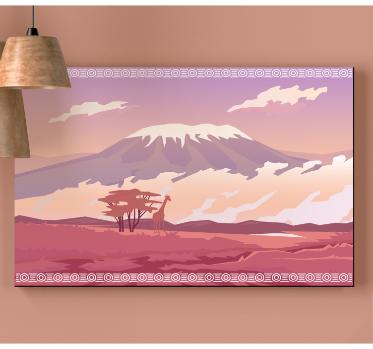 Quadro paesaggio vista montagna giraffe - TenStickers