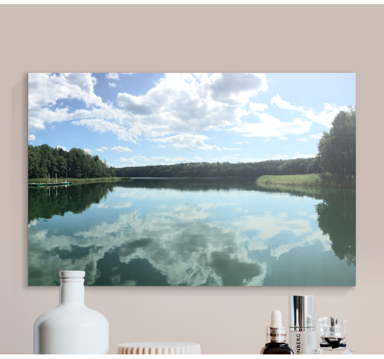 Quadro paesaggio vista sul lago riflesso - TenStickers