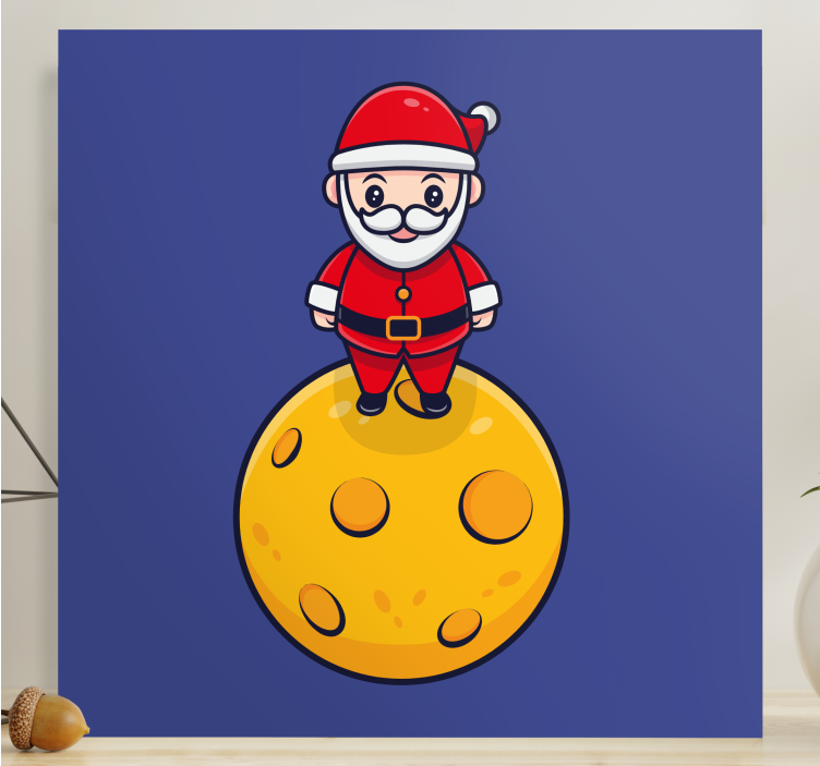 Quadro per bambini babbo natale sulla luna - TenStickers