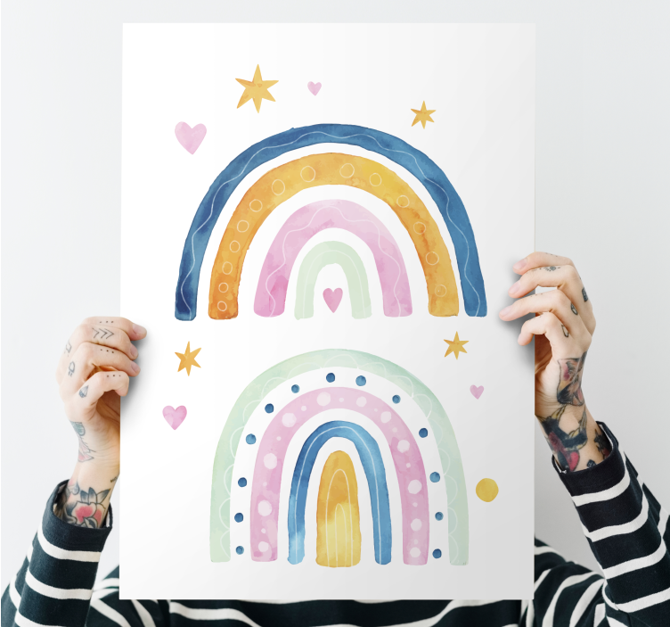 Quadro per bambini composizione arcobaleno colorata - TenStickers