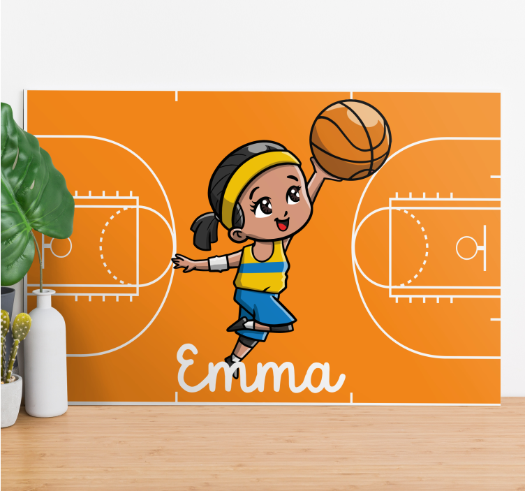 Quadro per bambini ragazza che gioca a basket - TenStickers