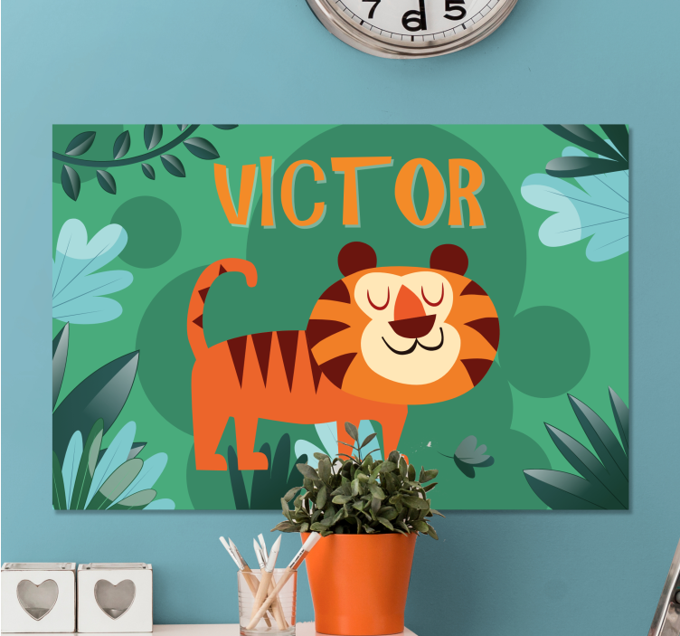 Quadro con tigre e nome personalizzabile - TenStickers