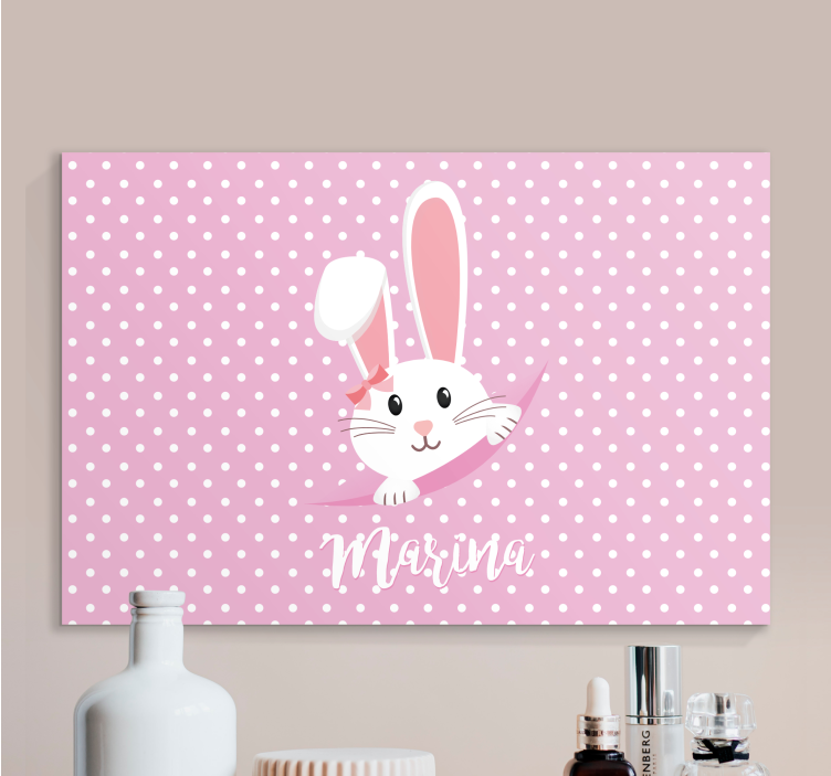 Quadro con coniglio e nome personalizzabile - TenStickers