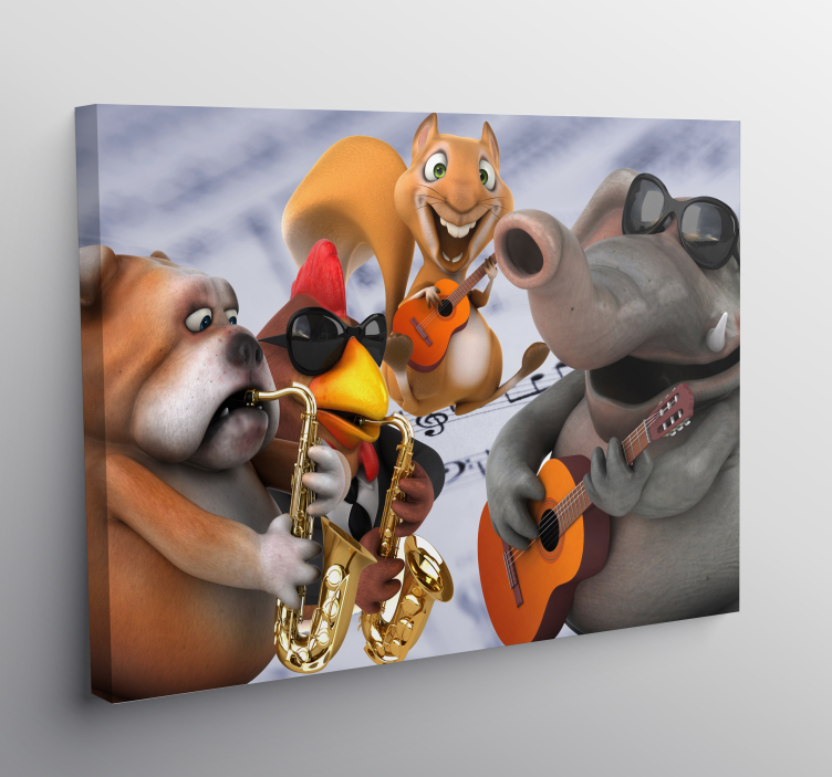 Dipinto persona banda di musicisti di animali - TenStickers