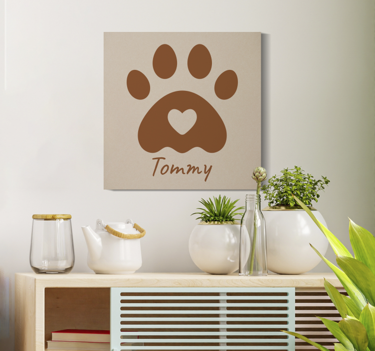 Quadro personalizzabile zampa con nome - TenStickers