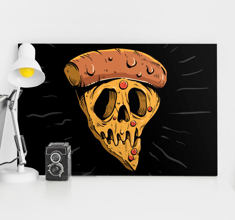 Quadro con testo fetta di pizza teschio - TenStickers