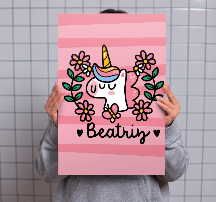 Quadro unicorno floreale carino - TenStickers
