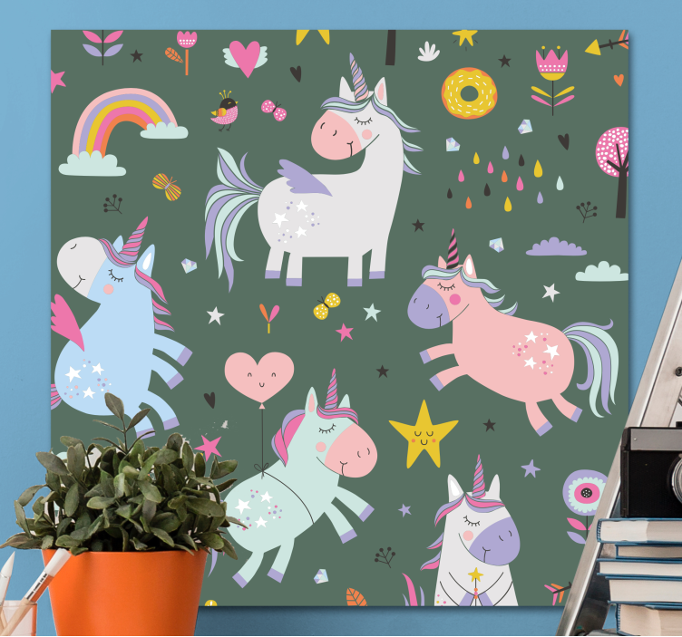 Quadro unicorno parata di unicorni magici - TenStickers