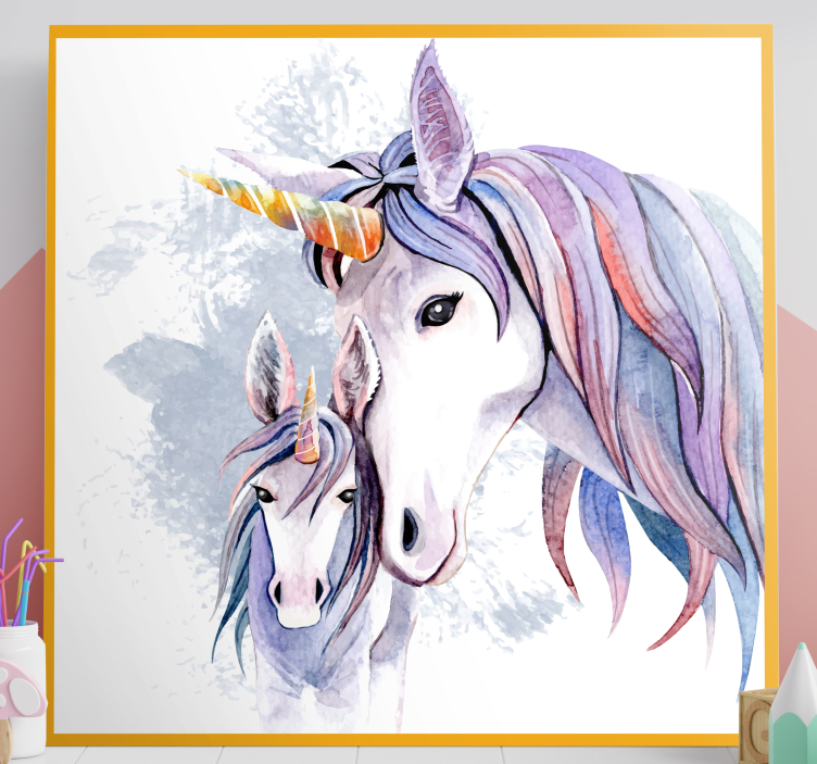Quadro unicorno Unicornios madre e hijo - TenStickers