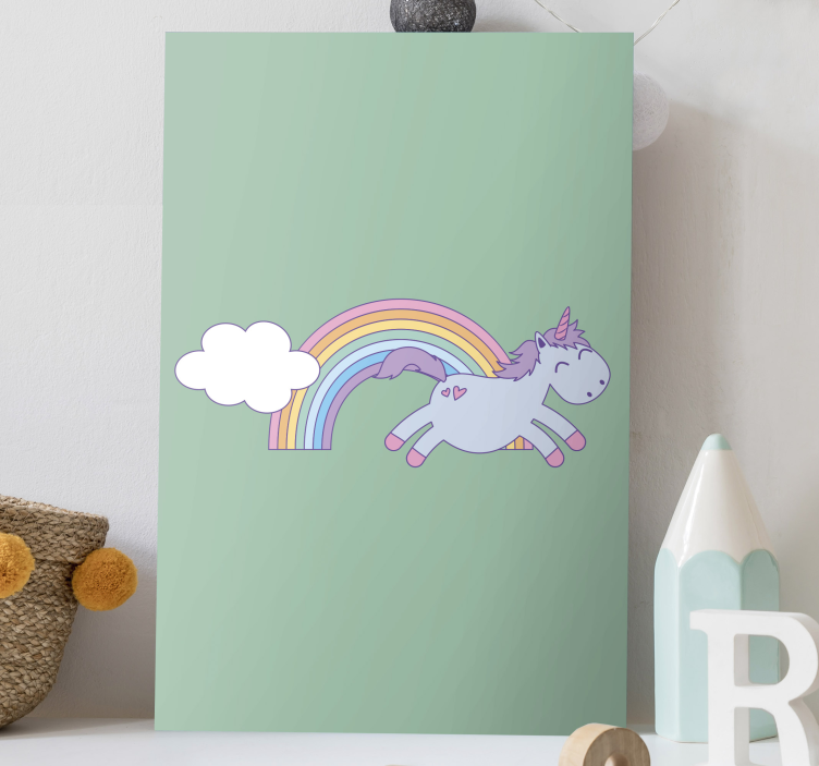 Quadro unicorno unicorno felice che salta - TenStickers