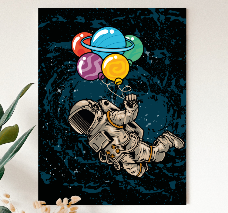 Quadro videogioco astronauta con palloncini - TenStickers