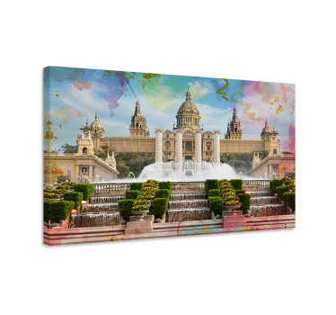 Quadro città e paesi splendore della fontana di barcellona - TenStickers