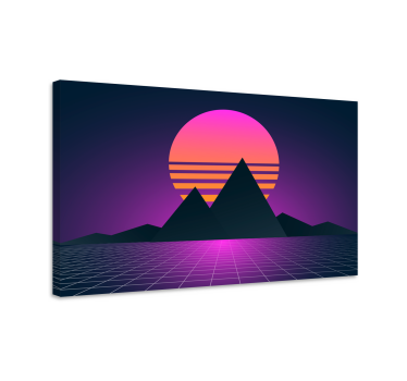 Quadro vintage paesaggio montano di synthwave - TenStickers