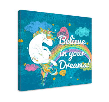 Quadro unicorno Frase multicolore di unicorno - TenStickers