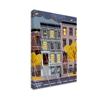 Quadro città e paesi scena di pioggia urbana - TenStickers