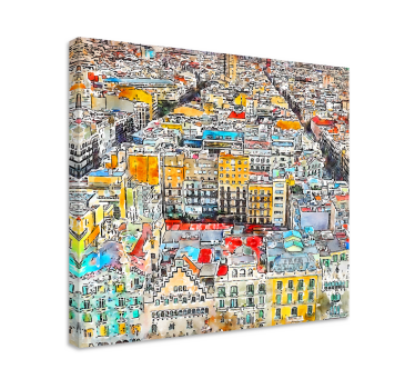 Quadro città e paesi paesaggio urbano vivace - TenStickers