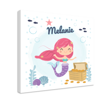 Quadro per bambini scrigno del tesoro della sirena - TenStickers