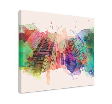 Quadro città e paesi skyline urbano astratto - TenStickers