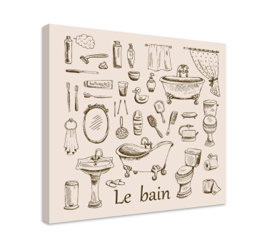 Quadro con elementi del bagno effetto vintage - TenStickers