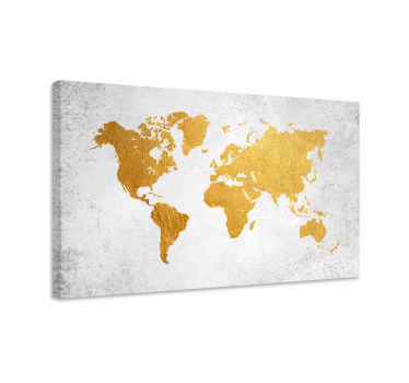 Quadro con mappa del mondo oro - TenStickers