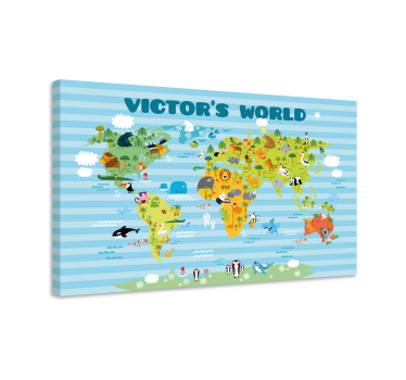 Quadro mappamondo mappa delle avventure degli animali - TenStickers