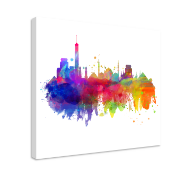 Quadro città e paesi skyline colorato - TenStickers