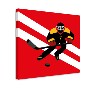 Quadro di persona Hockey su ghiaccio rosso e giallo - TenStickers