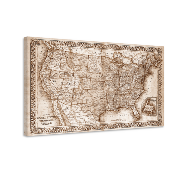 Quadro mappa nord america effetto vintage - TenStickers