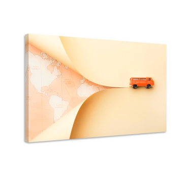 Quadro città e paesi furgone arancione in viaggio - TenStickers