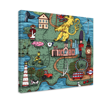 Quadro città e paesi mappa dell'inghilterra - TenStickers