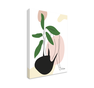 Quadro astratto figura femminile con piante - TenStickers