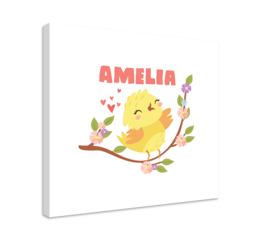 Quadro 3d uccellino giallo allegro - TenStickers