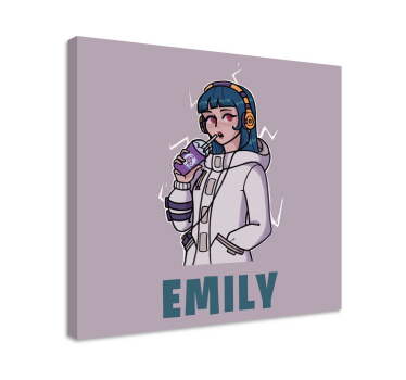 Dipinto persona ragazza con le cuffie con nome - TenStickers