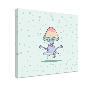 Quadro con testo personaggio fungo in meditazione - TenStickers