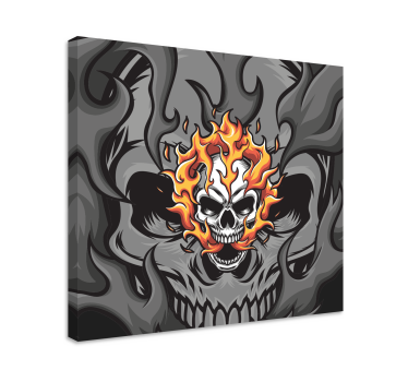 Quadro con testo teschio con fiamme - TenStickers