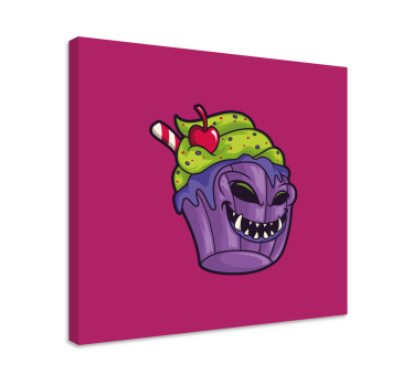 Quadro con testo minacciosa creatura a forma di cupcake - TenStickers