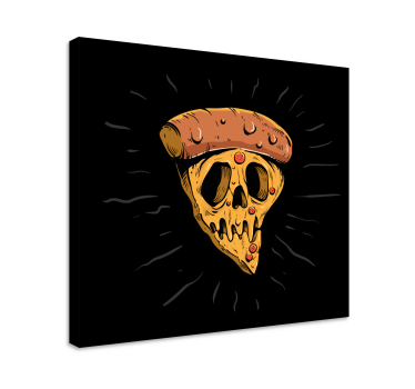 Quadro con testo fetta di pizza teschio - TenStickers
