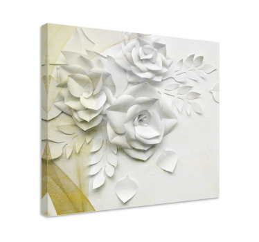 Quadro in 3D Eleganti fiori bianchi dorati - TenStickers