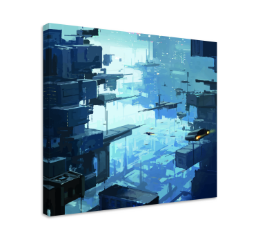 Quadro città e paesi paesaggio urbano futuristico - TenStickers