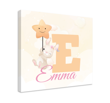 Quadro 3d coniglio felice che tiene una stella - TenStickers