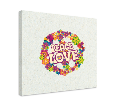 Quadro con frase corona floreale pace amore - TenStickers