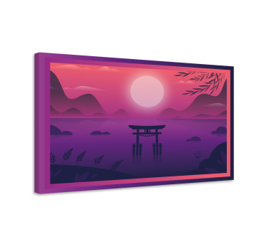 Dipinto orientale cancello torii al tramonto - TenStickers