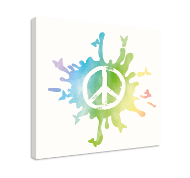 Quadro rustico splash di simboli di pace - TenStickers