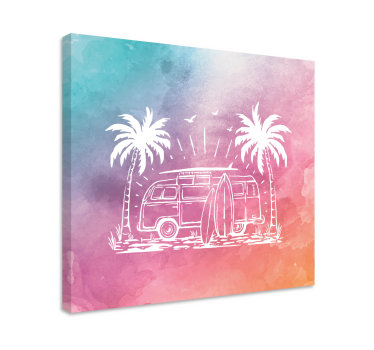 Quadro città e paesi furgone surf retrò - TenStickers