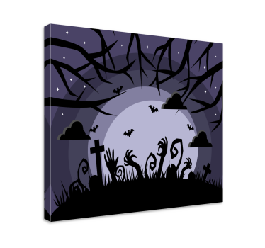 Quadro con testo scena di cimitero inquietante - TenStickers